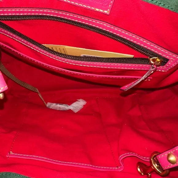 Dooney & Bourke Florentine Leather Pocket Shopper Tote W/ Double Front Pockets - Picture 13 of 16